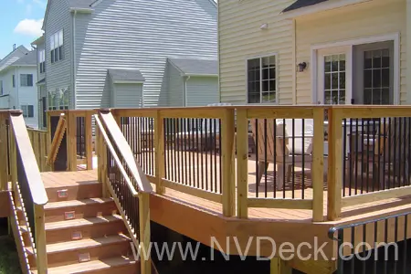 Slightly raised hybrid deck with rear stairs