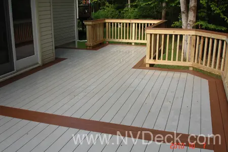 Hybrid deck with grey flooring with red borders