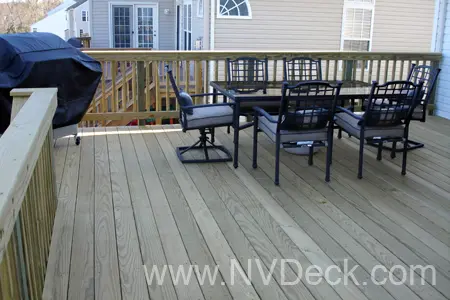 Wood Deck with Grill and Dinning Table