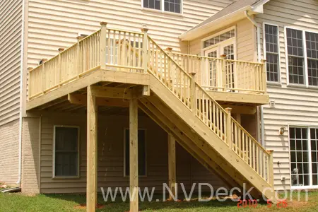 Backyard Upper Level Wood Deck with Stairway