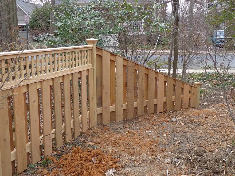 Cedar Fence with downward angled endpiece