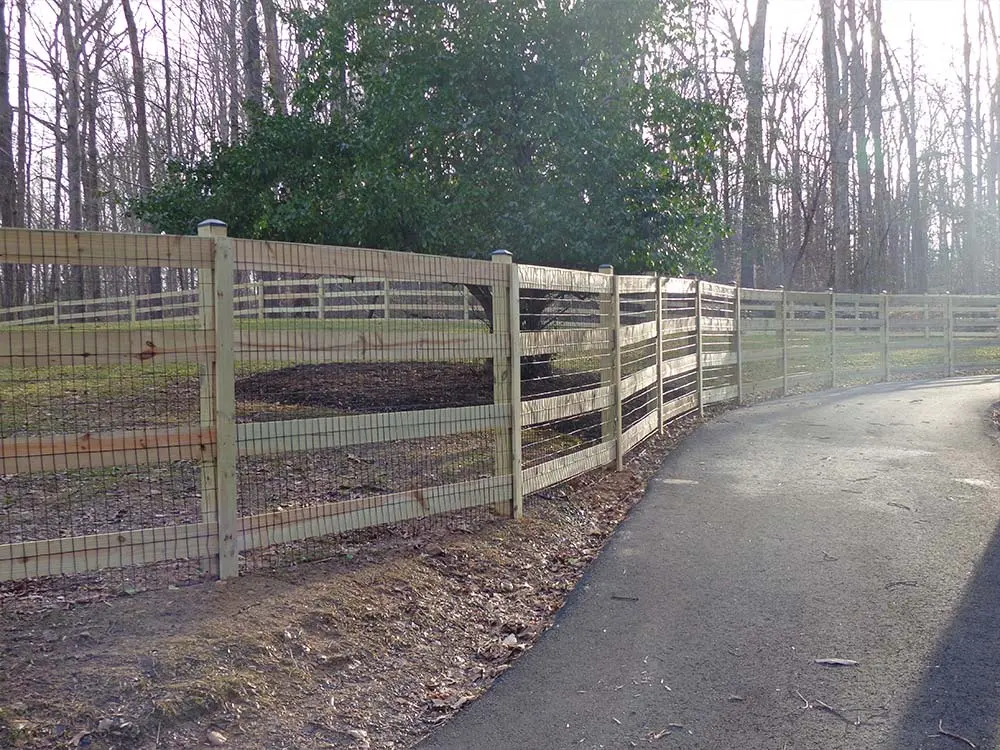 Pine Post and Rail Fence along walking path