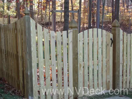 Corner view of Pine Fence and side Gate