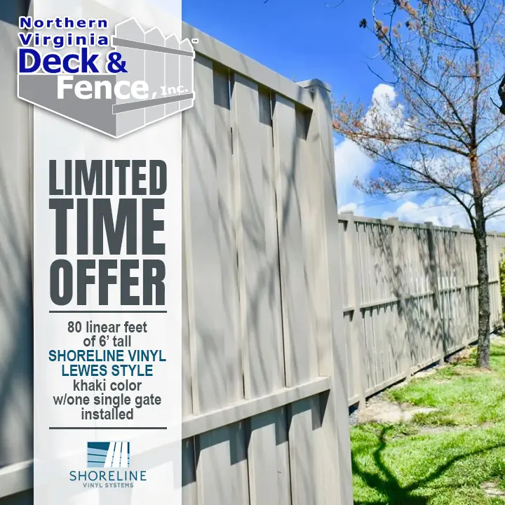Limited Time Offer for Shoreline Vinyl Fence Limited Time Offer for Shoreline Vinyl Fence